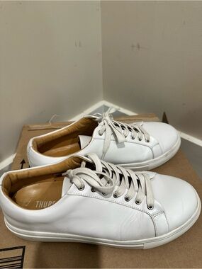 Thursday Boot Company White Leather Low-Top Sneakers with Tan Lining